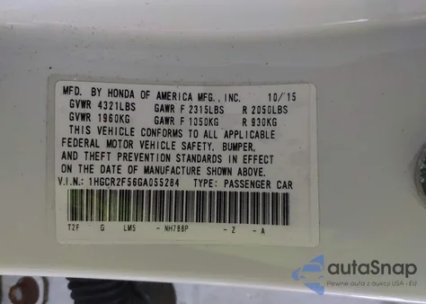 2016 Honda Accord Sport из США, поврежденный, VIN 1HGCR2F56GA055284